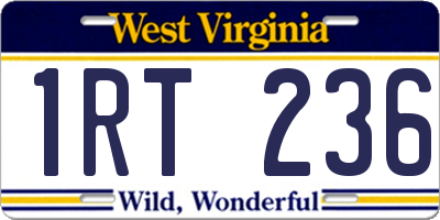 WV license plate 1RT236