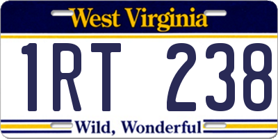 WV license plate 1RT238