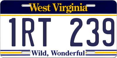 WV license plate 1RT239