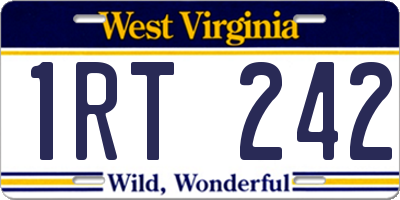 WV license plate 1RT242