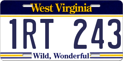 WV license plate 1RT243