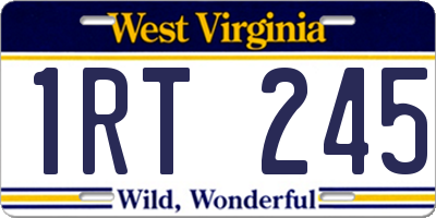 WV license plate 1RT245