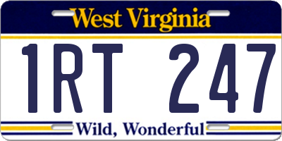 WV license plate 1RT247