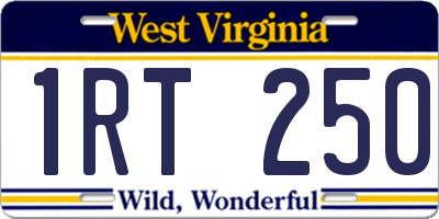 WV license plate 1RT250