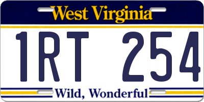 WV license plate 1RT254