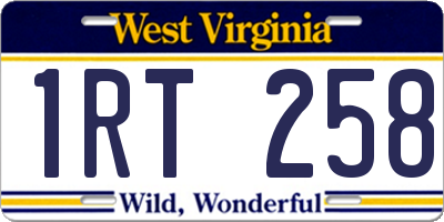 WV license plate 1RT258