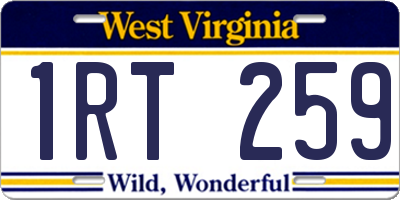 WV license plate 1RT259