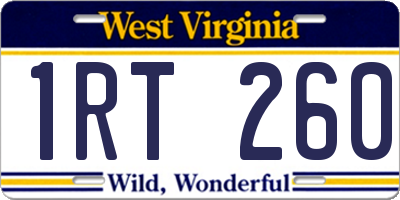 WV license plate 1RT260