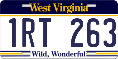 WV license plate 1RT263