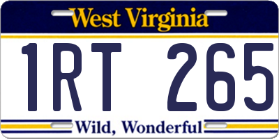 WV license plate 1RT265
