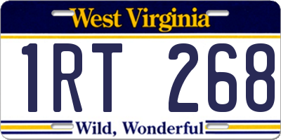 WV license plate 1RT268