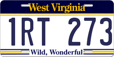 WV license plate 1RT273