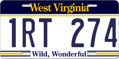 WV license plate 1RT274