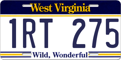WV license plate 1RT275