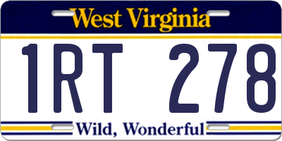 WV license plate 1RT278