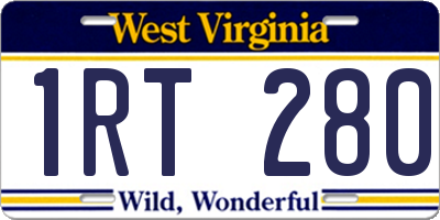 WV license plate 1RT280