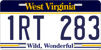 WV license plate 1RT283