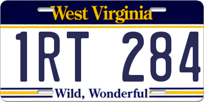 WV license plate 1RT284