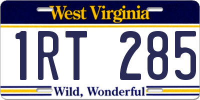 WV license plate 1RT285