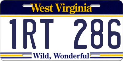 WV license plate 1RT286