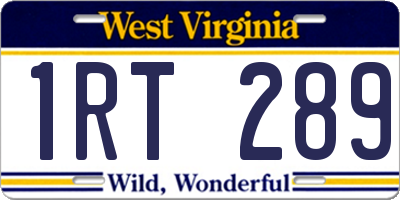 WV license plate 1RT289