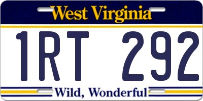 WV license plate 1RT292