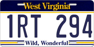 WV license plate 1RT294