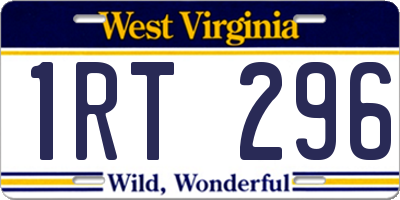 WV license plate 1RT296