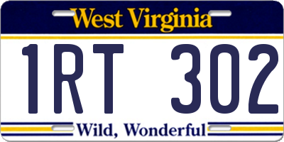WV license plate 1RT302