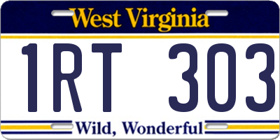 WV license plate 1RT303