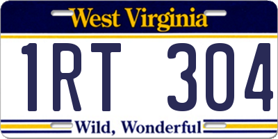 WV license plate 1RT304