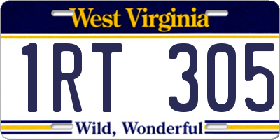 WV license plate 1RT305
