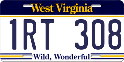 WV license plate 1RT308