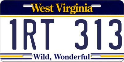 WV license plate 1RT313