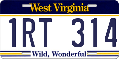 WV license plate 1RT314