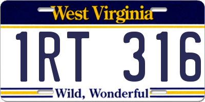 WV license plate 1RT316