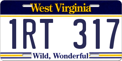 WV license plate 1RT317