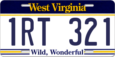 WV license plate 1RT321