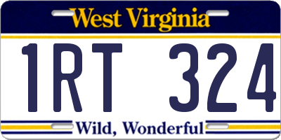 WV license plate 1RT324