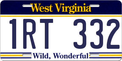 WV license plate 1RT332