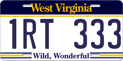 WV license plate 1RT333