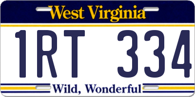 WV license plate 1RT334