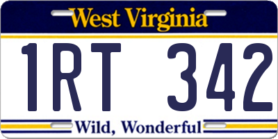 WV license plate 1RT342