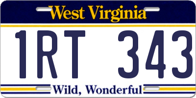 WV license plate 1RT343
