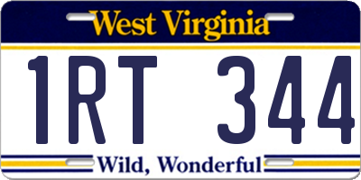 WV license plate 1RT344