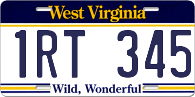 WV license plate 1RT345