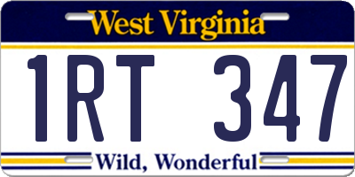 WV license plate 1RT347