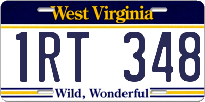 WV license plate 1RT348
