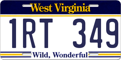 WV license plate 1RT349