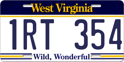 WV license plate 1RT354